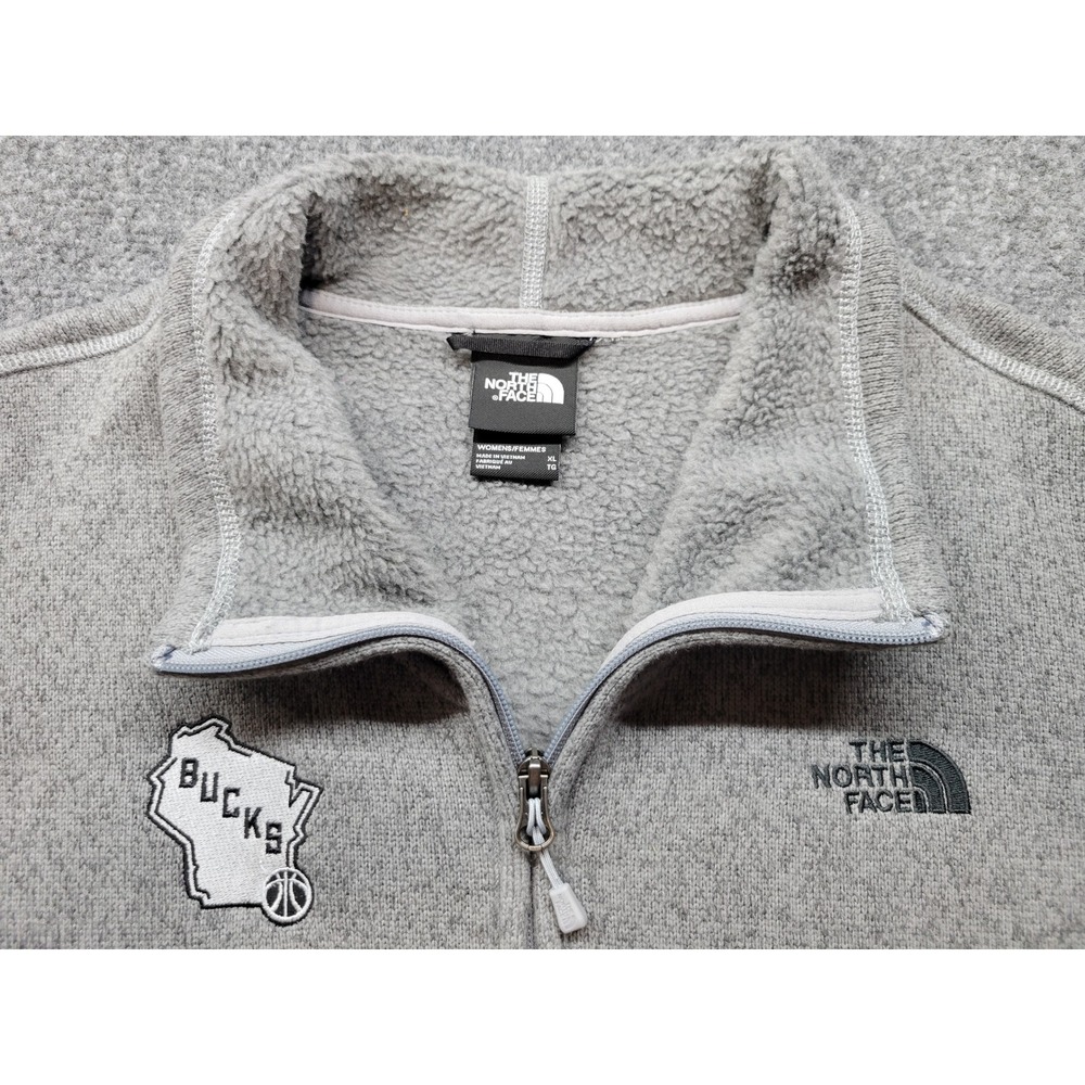 The North Face Womens Crescent Full Zip Fleece Jacket Gray Milwaukee Bucks XL